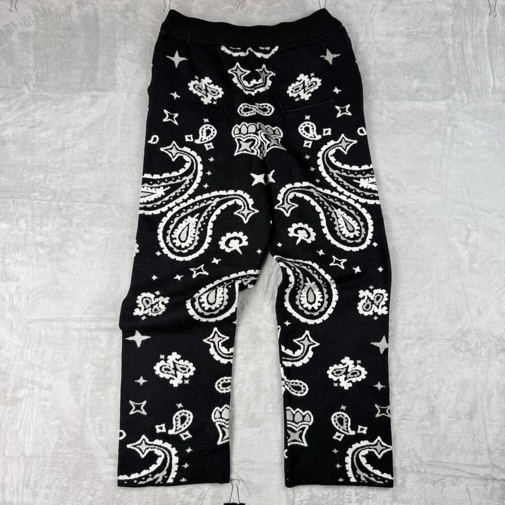 MNML Bandana Pattern Knit Sweatpants Straight Leg Paisley Streetwear Sz L Relax - Picture 2 of 9
